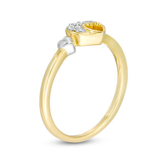 0.04 CT. T.W. Diamond Triple Heart Ring in Sterling Silver with 10K Gold Plate|Peoples Jewellers