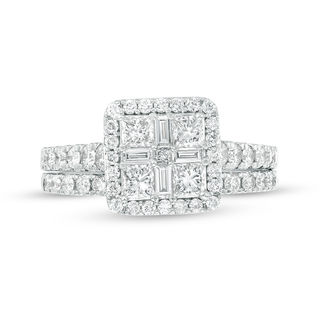 1.50 CT. T.W. Quad Princess-Cut Diamond Frame Bridal Set in 14K Two-Toned Gold|Peoples Jewellers
