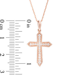 0.145 CT. T.W. Diamond Vintage-Style Cross Pendant in 10K Rose Gold|Peoples Jewellers