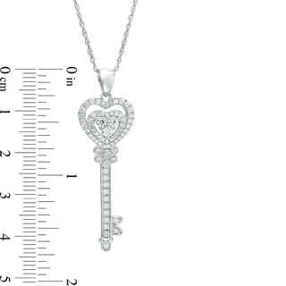 Lab-Created White Sapphire Heart-Top Key Pendant in Sterling Silver|Peoples Jewellers
