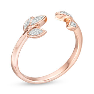 0.066 CT. T.W. Diamond Leaf Open Ring in 10K Rose Gold|Peoples Jewellers