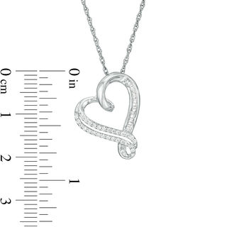 0.18 CT. T.W. Diamond Tilted Heart Pendant in Sterling Silver|Peoples Jewellers
