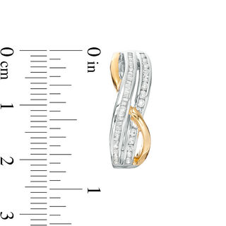 0.45 CT. T.W. Diamond Double Row Twist Hoop Earrings in 10K Two-Tone Gold|Peoples Jewellers
