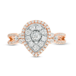 0.45 CT. T.W. Diamond Pear-Shaped Frame Vintage-Style Engagement Ring in 10K Rose Gold|Peoples Jewellers