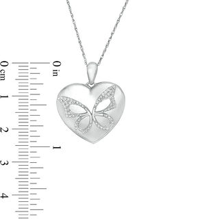 0.065 CT. T.W. Diamond Butterfly Heart Locket in Sterling Silver|Peoples Jewellers