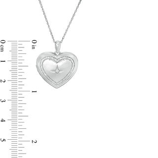 0.085 CT. T.W. Diamond Heart Outline with Star Locket in Sterling Silver|Peoples Jewellers