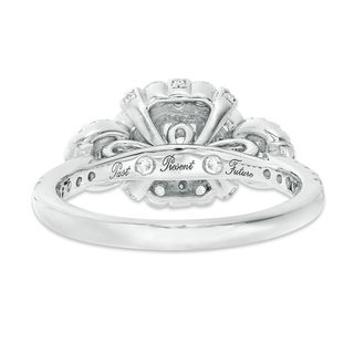 1.46 CT. T.W. Princess-Cut Diamond Past Present Future® Double Frame Bridal Set in 10K White Gold - Size 7|Peoples Jewellers