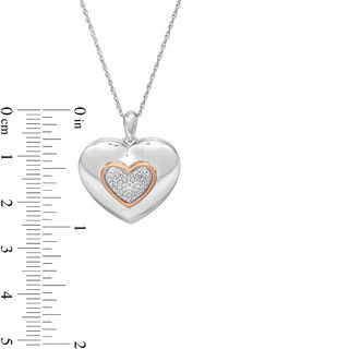 Composite Diamond Accent Heart Locket in Sterling Silver and 10K Rose Gold|Peoples Jewellers