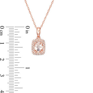 Oval Morganite and 0.15 CT. T.W. Diamond Double Cushion Frame Drop Pendant in 10K Rose Gold|Peoples Jewellers