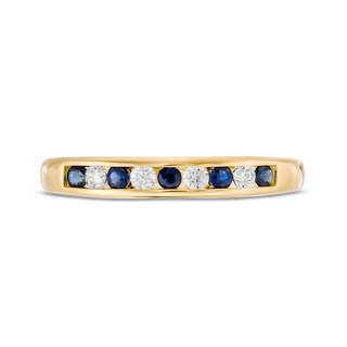Blue Sapphire and 0.115 CT. T.W. Diamond Channel-Set Alternating Stackable Band in 10K Gold|Peoples Jewellers