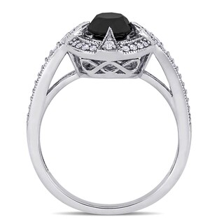 1.21 CT. T.W. Enhanced Black and White Diamond Frame Vintage-Style Engagement Ring in 14K White Gold|Peoples Jewellers