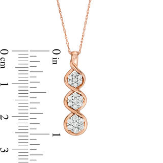 0.29 CT. T.W. Multi-Diamond Triple Drop Pendant in 10K Rose Gold|Peoples Jewellers