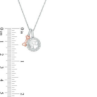 0.065 CT. T.W. Diamond Paw Print Disc and Dog Bone Charm Pendant in Sterling Silver and 10K Rose Gold|Peoples Jewellers