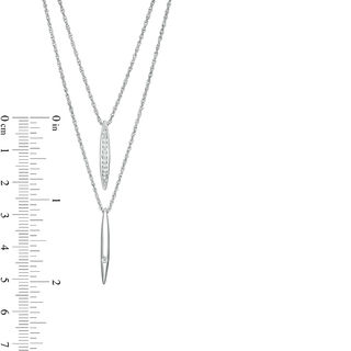 0.115 CT. T.W. Diamond Linear Bar Double Strand Necklace in Sterling Silver - 20"|Peoples Jewellers