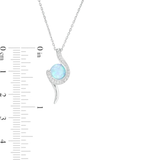 7.0mm Lab-Created Blue Opal and White Sapphire Swirl Pendant in Sterling Silver|Peoples Jewellers