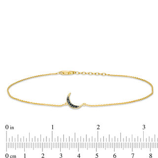 Black Diamond Accent Crescent Moon Anklet in Sterling Silver with 14K Gold Plate - 10"|Peoples Jewellers