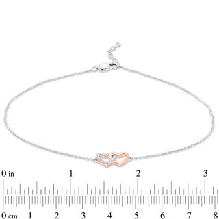 0.04 CT. T.W. Diamond Interlinking Hearts Anklet in Sterling Silver and 10K Rose Gold - 10"|Peoples Jewellers