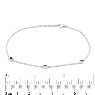 Black Diamond Accent Circle Station Anklet in Sterling Silver - 10"|Peoples Jewellers