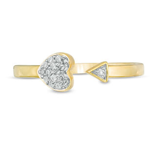 0.04 CT. T.W. Composite Diamond Sideways Heart and Arrow Open Ring in 10K Gold|Peoples Jewellers
