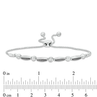 0.085 CT. T.W. Enhanced Black and White Diamond Alternating Marquise Station Bolo Bracelet in Sterling Silver - 9.5"|Peoples Jewellers