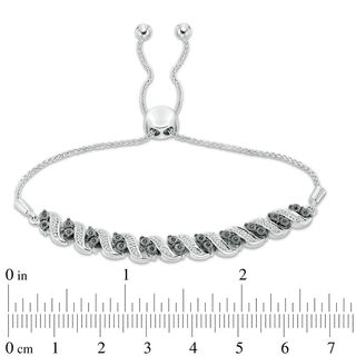 0.23 CT. T.W. Enhanced Black and White Diamond Twist Bolo Bracelet in Sterling Silver - 9.5"|Peoples Jewellers