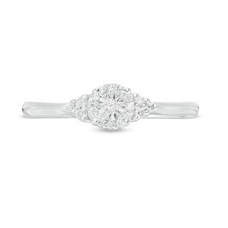 0.085 CT. T.W. Diamond Frame Tri-Sides Ring in Sterling Silver|Peoples Jewellers