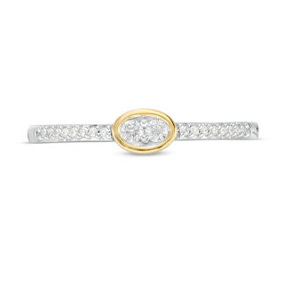 0.115 CT. T.W. Diamond Sideways Oval Ring in Sterling Silver and 10K Gold|Peoples Jewellers