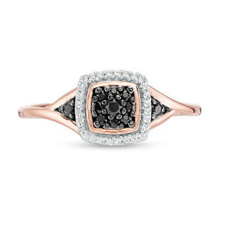 0.145 CT. T.W. Enhanced Black Composite and White Diamond Cushion Frame Ring in 10K Rose Gold|Peoples Jewellers