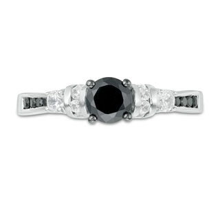0.80 CT. T.W. Enhanced Black and White Diamond Engagement Ring in 10K White Gold|Peoples Jewellers
