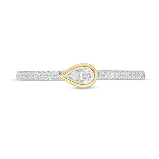 0.145 CT. T.W. Diamond Sideways Teardrop Ring in Sterling Silver and 10K Gold|Peoples Jewellers