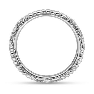 Stackable Expressions™ Beaded and Basket Weave Pattern Ring in Sterling Silver|Peoples Jewellers