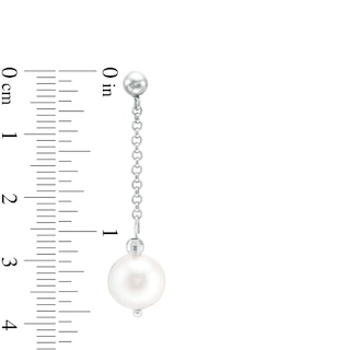 IMPERIAL® 9.0-10.0mm Freshwater Cultured Pearl and Disco Bead Chain Drop Earrings in Sterling Silver|Peoples Jewellers