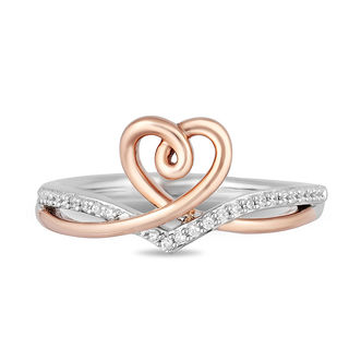 Hallmark Diamonds Love 0.10 CT. T.W. Diamond Heart Ring in Sterling Silver and 10K Rose Gold|Peoples Jewellers