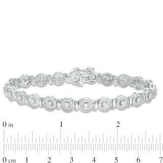 1.95 CT. T.W. Composite Diamond Frame "S" Tennis Bracelet in Sterling Silver - 7.25"|Peoples Jewellers