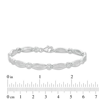 0.145 CT. T.W. Diamond Frame Alternating Marquise Bracelet in Sterling Silver - 7.25"|Peoples Jewellers