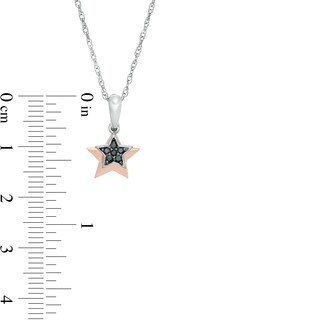 0.04 CT. T.W. Black Diamond Double Star Pendant in Sterling Silver and 10K Rose Gold|Peoples Jewellers
