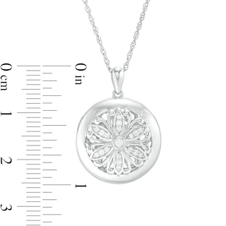 0.14 CT. T.W. Diamond Ornate Flower Locket in Sterling Silver|Peoples Jewellers