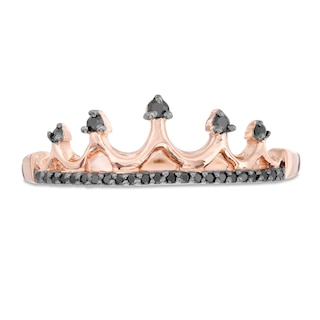 0.085 CT. T.W. Black Diamond Crown Ring in 10K Rose Gold|Peoples Jewellers