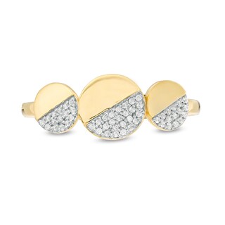 0.086 CT. T.W. Diamond Half Circle Trio Ring in 10K Gold|Peoples Jewellers