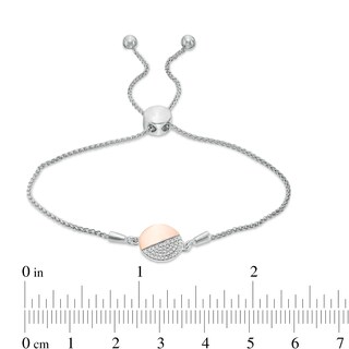 0.065 CT. T.W. Diamond Half Circle Bolo Bracelet in Sterling Silver and 10K Rose Gold - 9.5"|Peoples Jewellers
