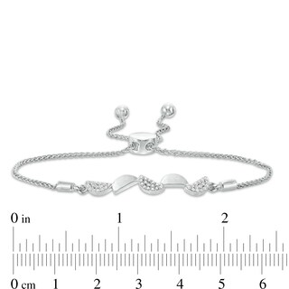 0.14 CT. T.W. Diamond Alternating Half Circles Bolo Bracelet in Sterling Silver - 9.5"|Peoples Jewellers