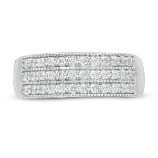 0.45 CT. T.W. Diamond Triple Row Vintage-Style Anniversary Ring in Sterling Silver|Peoples Jewellers