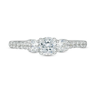 1.75 CT. T.W. Certified Canadian Diamond Three Stone Engagement Ring in 14K White Gold (I/I1)|Peoples Jewellers