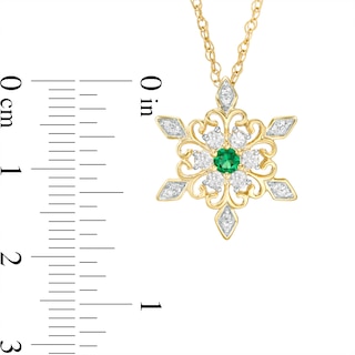 3.0mm Lab-Created Emerald and White Sapphire Snowflake Pendant in Sterling Silver with 14K Gold Plate|Peoples Jewellers