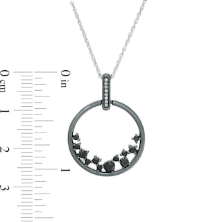 0.29 CT. T.W. Enhanced Black and White Diamond Scatter Circle Pendant in Sterling Silver and Black Rhodium|Peoples Jewellers