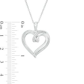 Diamond Accent Double Loop Ribbon Heart Pendant in Sterling Silver|Peoples Jewellers