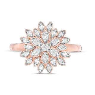 0.37 CT. T.W. Diamond Layered Flower Ring in 10K Rose Gold|Peoples Jewellers