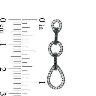 0.37 CT. T.W. Enhanced Black and White Diamond Link Drop Earrings in 10K White Gold with Black Rhodium|Peoples Jewellers