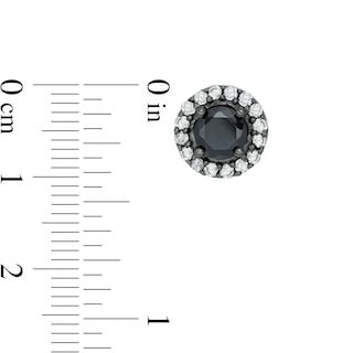 2.58 CT. T.W. Enhanced Black and White Diamond Frame Stud Earrings in 10K White Gold with Black Rhodium|Peoples Jewellers