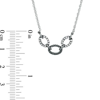 0.18 CT. T.W. Enhanced Black and White Diamond Three Chain Link Necklace in Sterling Silver and Black Rhodium|Peoples Jewellers